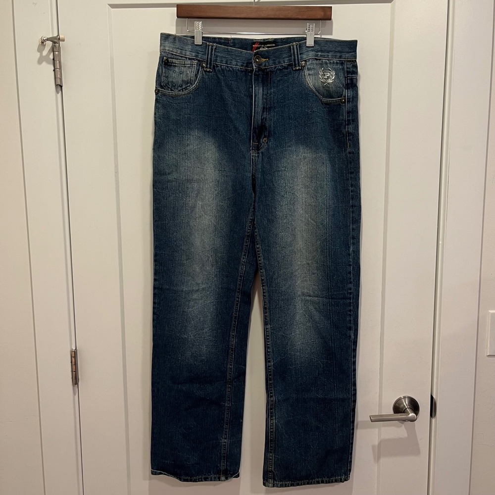 Phat Farm Phat Classics Baggy Jeans Mens 36x34 Blue Denim Y2K Hip Hop Streetwear